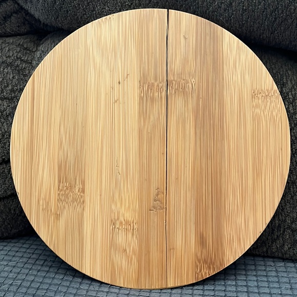 Wooden trivet, Blessed with blue flowers,center is wooden also, 9” - Picture 2 of 4